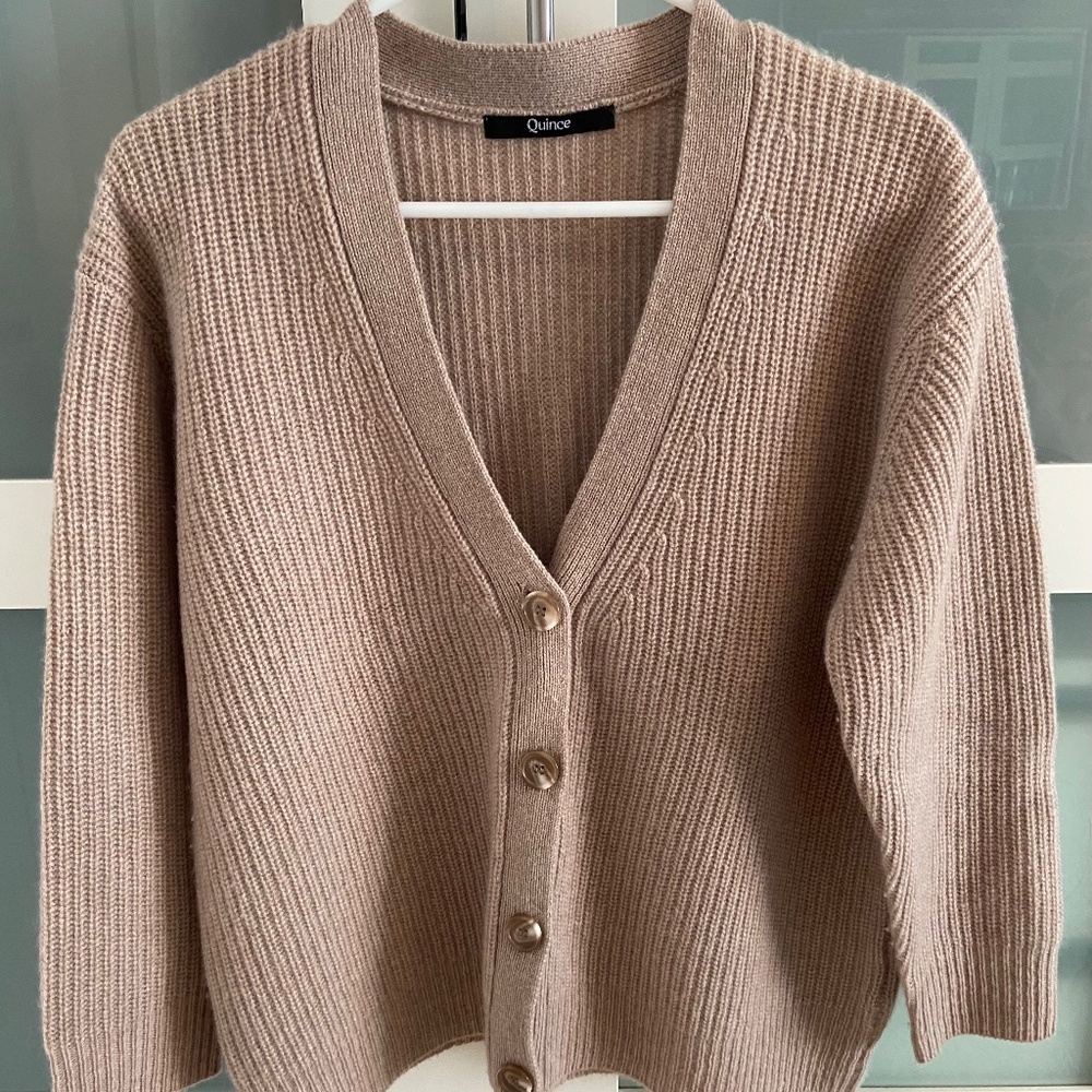 Quince Cashmere Fisherman Cropped Cardigan Sweater